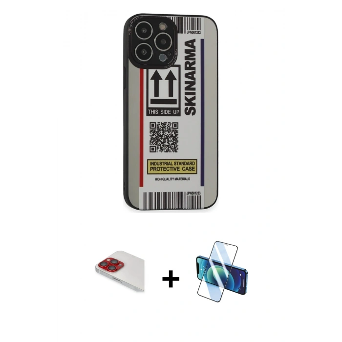 MARSİLYAN™- iPhone 13 Pro Max Kılıf Odak Klasik Serisi - Siyah 3D Antistatik Cam Ekran Koruyucu + Pers Alüminyum Kamera Lens - KI