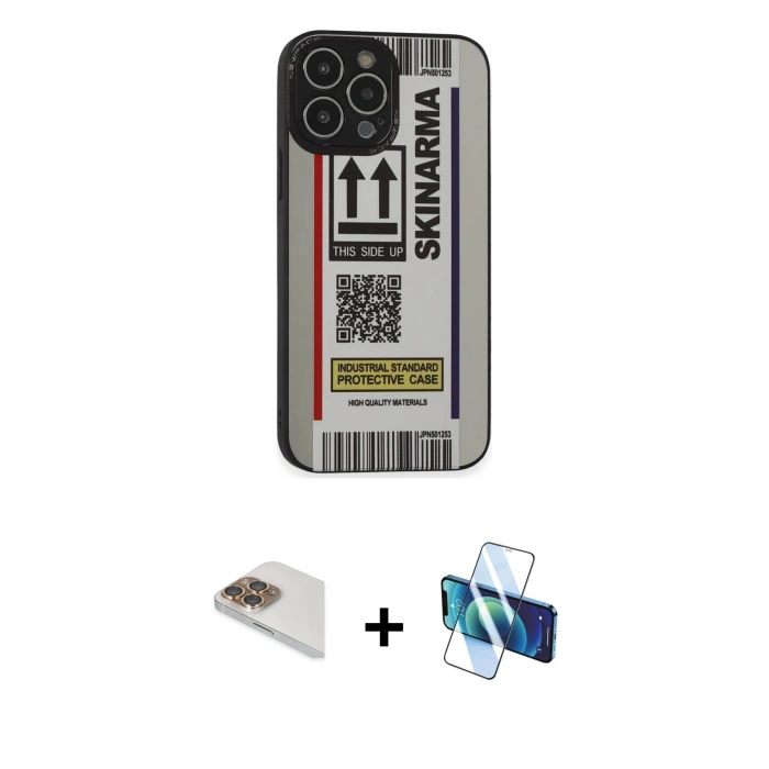 MARSİLYAN™- iPhone 13 Pro Max Kılıf Odak Klasik Serisi - Siyah 3D Antistatik Cam Ekran Koruyucu + Pers Alüminyum Kamera Lens - GD