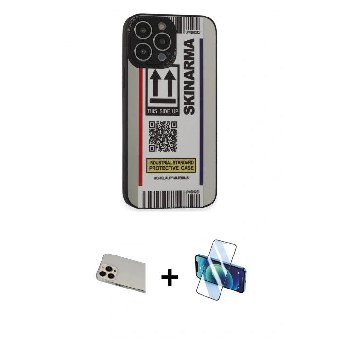 MARSİLYAN™- iPhone 13 Pro Max Kılıf Odak Klasik Serisi - Siyah 3D Antistatik Cam Ekran Koruyucu + Rainbow Kamera Lens Koruma Cam - REGD