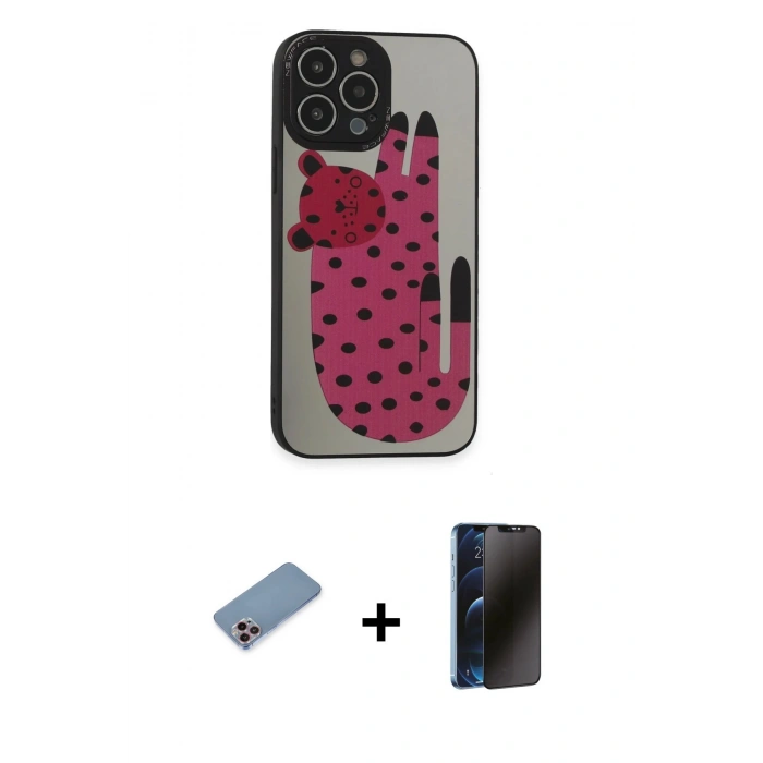 MARSİLYAN™- iPhone 13 Pro Max Kılıf Odak Klasik Serisi - Siyah 3D Antistatik Hayalet Cam Ekran Koruyucu + Shine Kamera Lens Koruma Cam - PE