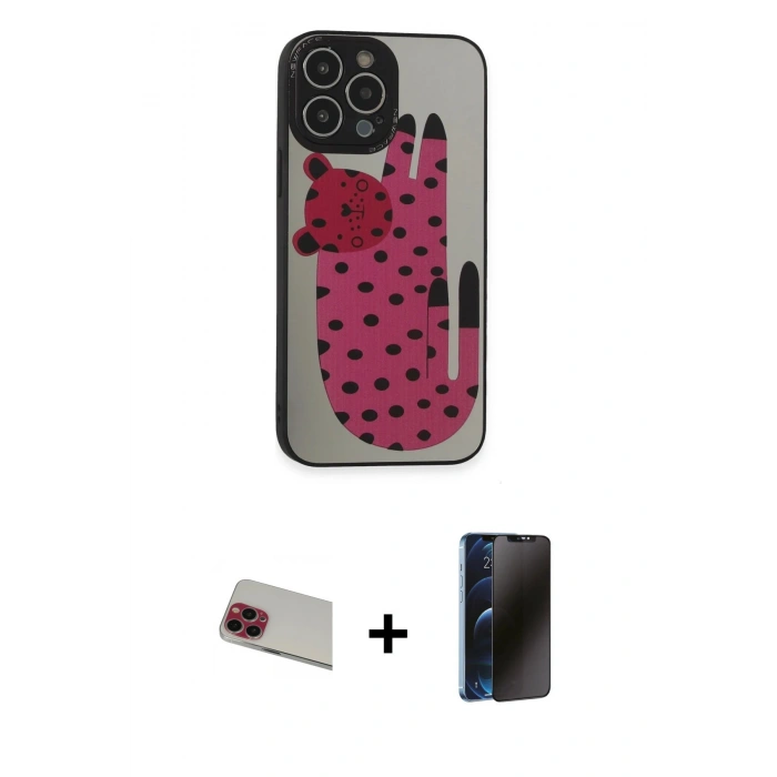 MARSİLYAN™- iPhone 13 Pro Max Kılıf Odak Klasik Serisi - Siyah 3D Antistatik Hayalet Cam Ekran Koruyucu + Rainbow Kamera Lens Koruma Cam - KI