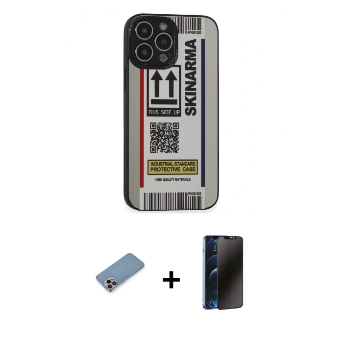MARSİLYAN™- iPhone 13 Pro Max Kılıf Odak Klasik Serisi - Siyah 3D Antistatik Hayalet Cam Ekran Koruyucu + Shine Kamera Lens Koruma Cam - PE