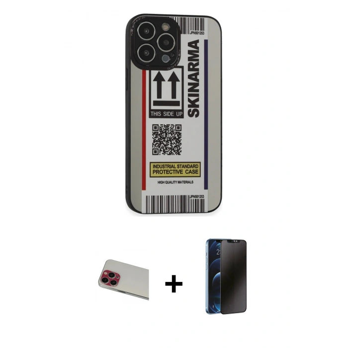 MARSİLYAN™- iPhone 13 Pro Max Kılıf Odak Klasik Serisi - Siyah 3D Antistatik Hayalet Cam Ekran Koruyucu + Rainbow Kamera Lens Koruma Cam - KI