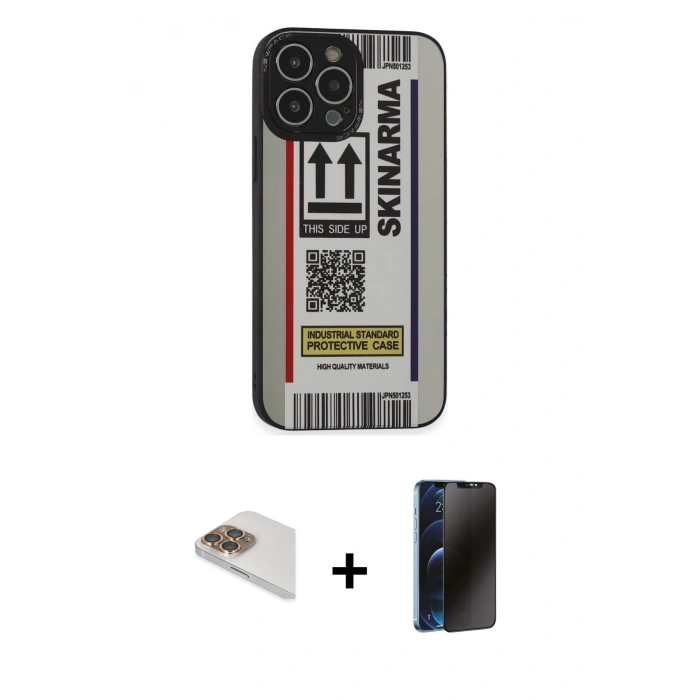MARSİLYAN™- iPhone 13 Pro Max Kılıf Odak Klasik Serisi - Siyah 3D Antistatik Hayalet Cam Ekran Koruyucu + Pers Alüminyum Kamera Lens - GD