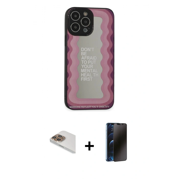MARSİLYAN™- iPhone 13 Pro Max Kılıf Odak Klasik Serisi - Siyah 3D Antistatik Hayalet Cam Ekran Koruyucu + Pers Alüminyum Kamera Lens - GD