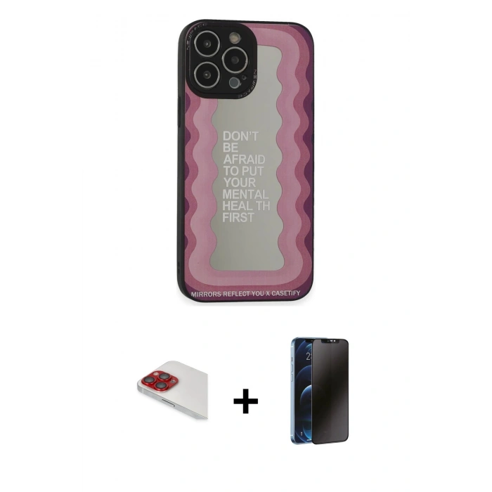 MARSİLYAN™- iPhone 13 Pro Max Kılıf Odak Klasik Serisi - Siyah 3D Antistatik Hayalet Cam Ekran Koruyucu + Pers Alüminyum Kamera Lens - KI