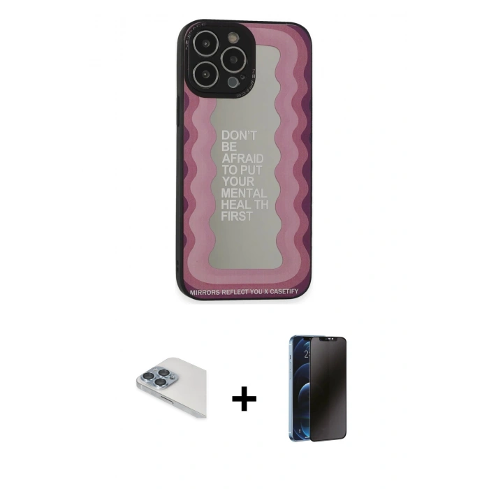 MARSİLYAN™- iPhone 13 Pro Max Kılıf Odak Klasik Serisi - Siyah 3D Antistatik Hayalet Cam Ekran Koruyucu + Pers Alüminyum Kamera Lens - SABE