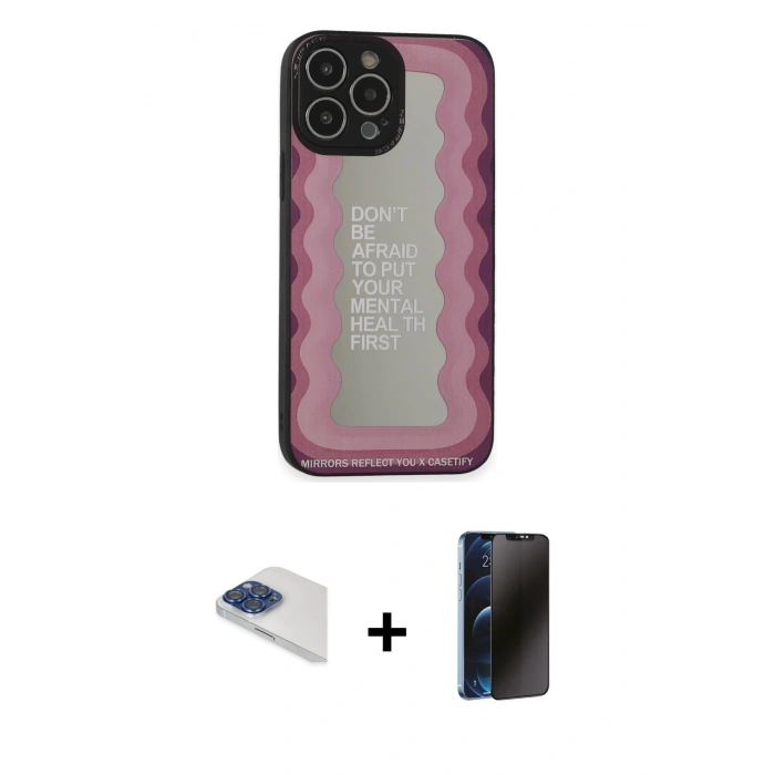 MARSİLYAN™- iPhone 13 Pro Max Kılıf Odak Klasik Serisi - Siyah 3D Antistatik Hayalet Cam Ekran Koruyucu + Pers Alüminyum Kamera Lens - LT