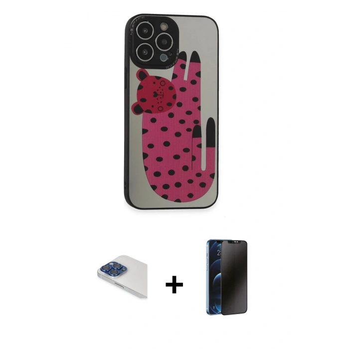 MARSİLYAN™- iPhone 13 Pro Max Kılıf Odak Klasik Serisi - Siyah 3D Antistatik Hayalet Cam Ekran Koruyucu + Pers Alüminyum Kamera Lens - LT