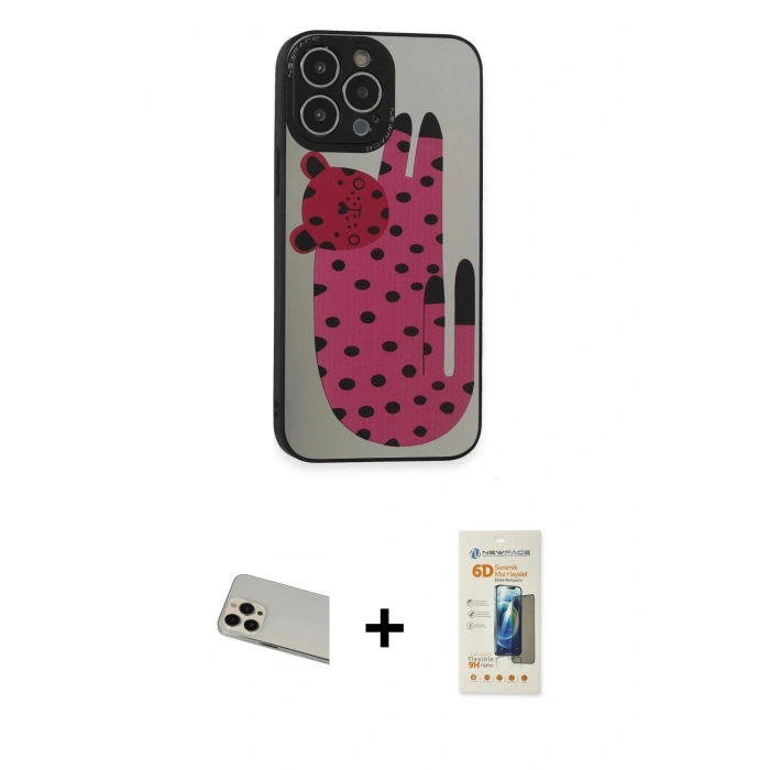 MARSİLYAN™- iPhone 13 Pro Max Kılıf Odak Klasik Serisi - Siyah 6D Mat Seramik Hayalet Nano Ekran Koruyucu + Rainbow Kamera Lens Koruma Cam - REGD