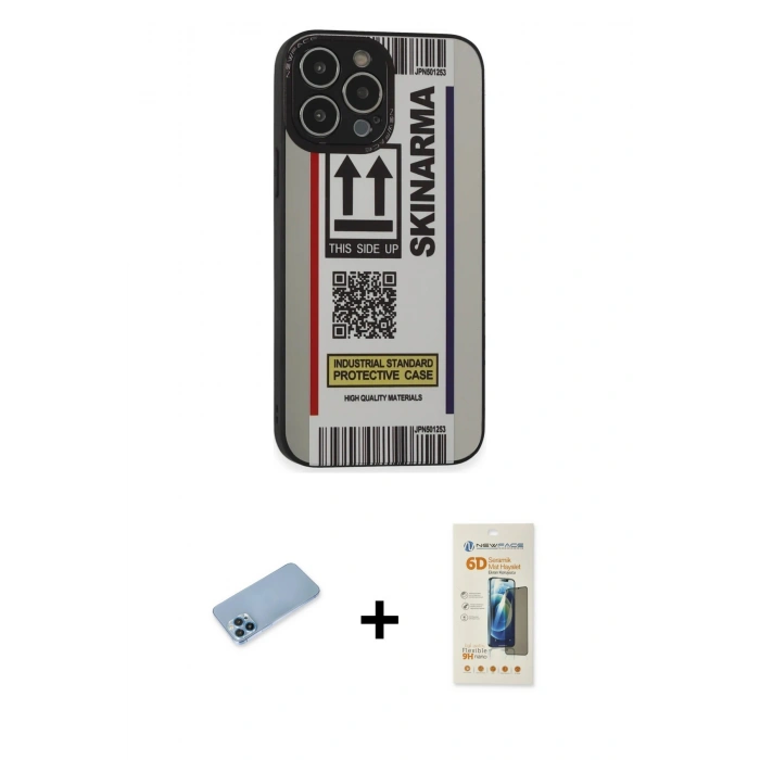 MARSİLYAN™- iPhone 13 Pro Max Kılıf Odak Klasik Serisi - Siyah 6D Mat Seramik Hayalet Nano Ekran Koruyucu + Shine Kamera Lens Koruma Cam - MI