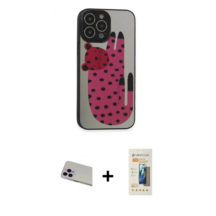 MARSİLYAN™- iPhone 13 Pro Max Kılıf Odak Klasik Serisi - Siyah 6D Mat Seramik Hayalet Nano Ekran Koruyucu + Rainbow Kamera Lens Koruma Cam - MR