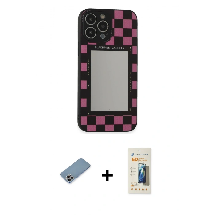 MARSİLYAN™- iPhone 13 Pro Max Kılıf Odak Klasik Serisi - Siyah 6D Mat Seramik Hayalet Nano Ekran Koruyucu + Shine Kamera Lens Koruma Cam - GI
