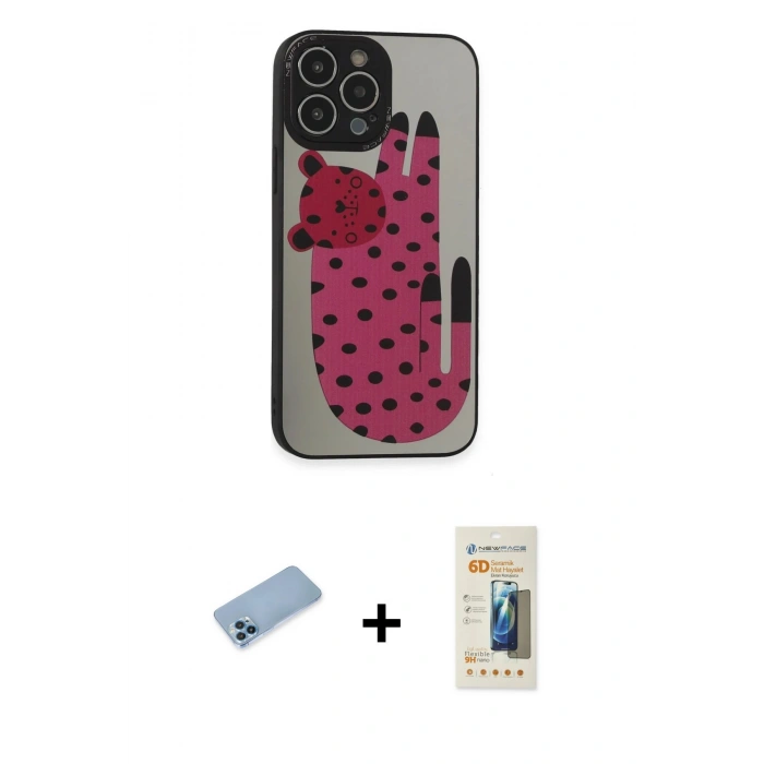 MARSİLYAN™- iPhone 13 Pro Max Kılıf Odak Klasik Serisi - Siyah 6D Mat Seramik Hayalet Nano Ekran Koruyucu + Shine Kamera Lens Koruma Cam - MI