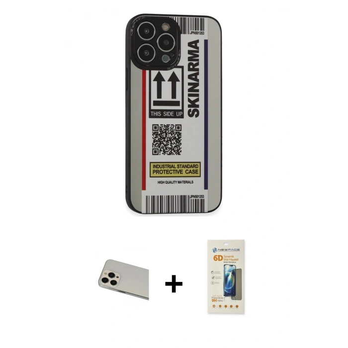 MARSİLYAN™- iPhone 13 Pro Max Kılıf Odak Klasik Serisi - Siyah 6D Mat Seramik Hayalet Nano Ekran Koruyucu + Rainbow Kamera Lens Koruma Cam - REGD