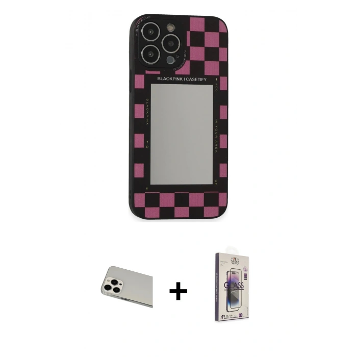 MARSİLYAN™- iPhone 13 Pro Max Kılıf Odak Klasik Serisi - Siyah Bilvis 3D Cam Ekran Koruyucu + Rainbow Kamera Lens Koruma Cam - BZ