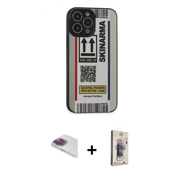 MARSİLYAN™- iPhone 13 Pro Max Kılıf Odak Klasik Serisi - Siyah Bilvis 3D Cam Ekran Koruyucu + Pers Alüminyum Kamera Lens - GI