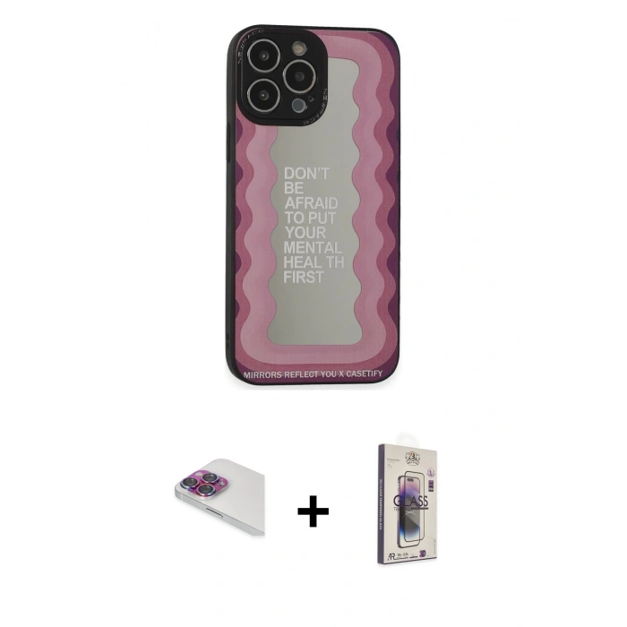 MARSİLYAN™- iPhone 13 Pro Max Kılıf Odak Klasik Serisi - Siyah Bilvis 3D Cam Ekran Koruyucu + Pers Alüminyum Kamera Lens - GI