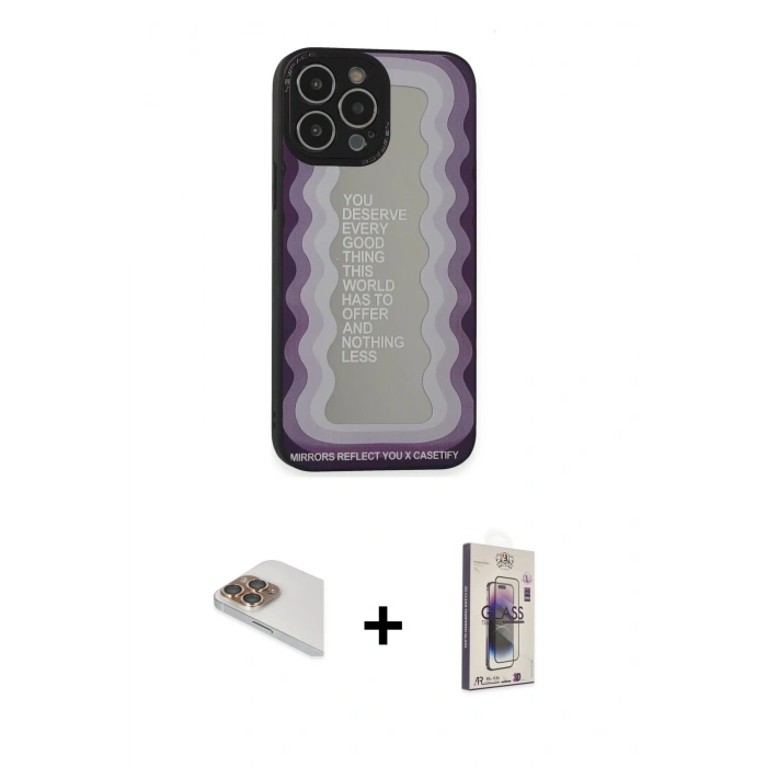 MARSİLYAN™- iPhone 13 Pro Max Kılıf Odak Klasik Serisi - Siyah Bilvis 3D Cam Ekran Koruyucu + Pers Alüminyum Kamera Lens - GD