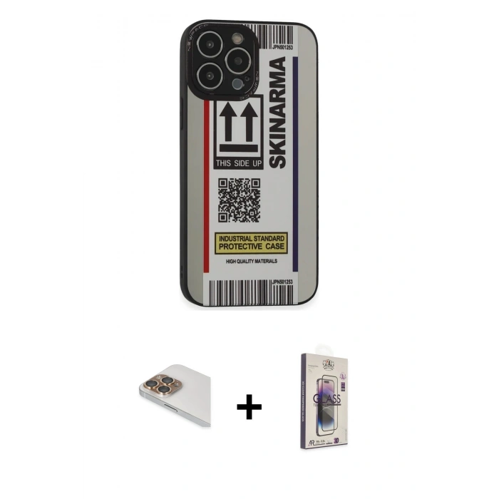 MARSİLYAN™- iPhone 13 Pro Max Kılıf Odak Klasik Serisi - Siyah Bilvis 3D Cam Ekran Koruyucu + Pers Alüminyum Kamera Lens - GD