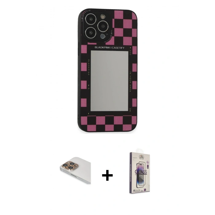 MARSİLYAN™- iPhone 13 Pro Max Kılıf Odak Klasik Serisi - Siyah Bilvis 3D Cam Ekran Koruyucu + Pers Alüminyum Kamera Lens - GD