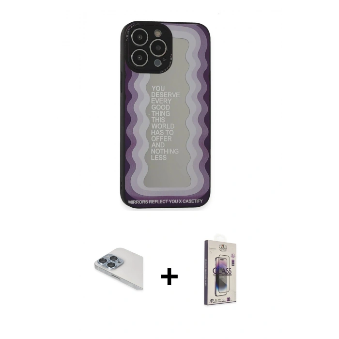 MARSİLYAN™- iPhone 13 Pro Max Kılıf Odak Klasik Serisi - Siyah Bilvis 3D Cam Ekran Koruyucu + Pers Alüminyum Kamera Lens - SABE