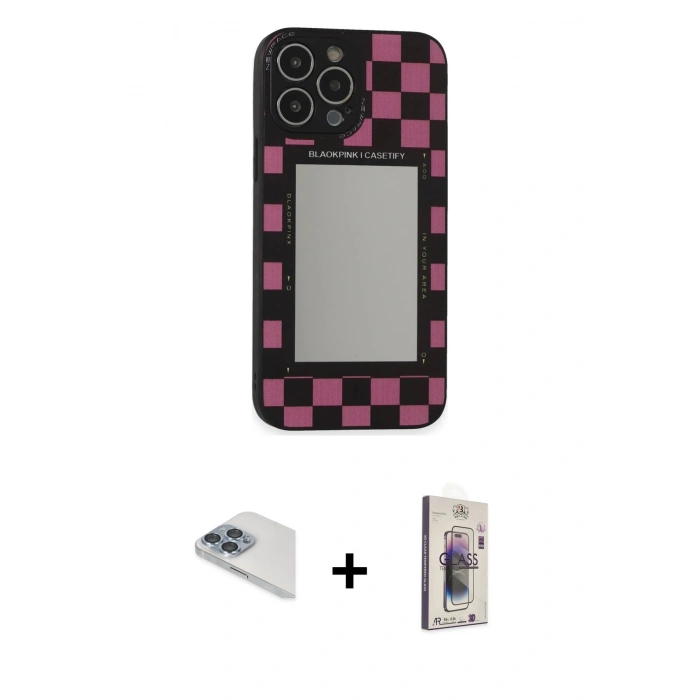 MARSİLYAN™- iPhone 13 Pro Max Kılıf Odak Klasik Serisi - Siyah Bilvis 3D Cam Ekran Koruyucu + Pers Alüminyum Kamera Lens - SABE