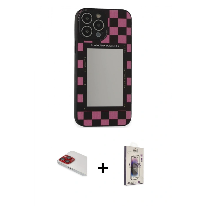 MARSİLYAN™- iPhone 13 Pro Max Kılıf Odak Klasik Serisi - Siyah Bilvis 3D Cam Ekran Koruyucu + Pers Alüminyum Kamera Lens - KI
