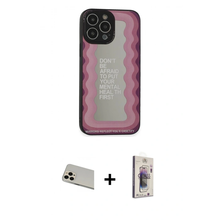 MARSİLYAN™- iPhone 13 Pro Max Kılıf Odak Klasik Serisi - Siyah Bilvis 3D Cam Ekran Koruyucu + Rainbow Kamera Lens Koruma Cam - REGD