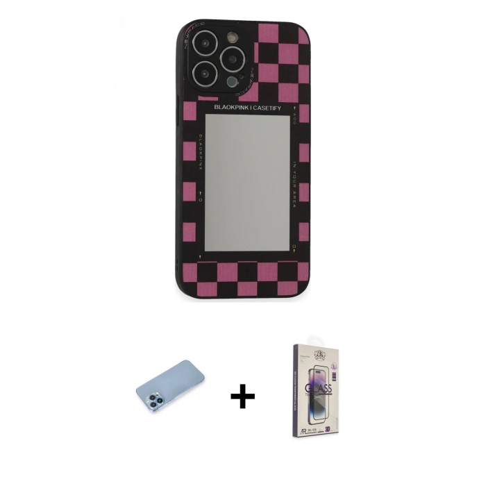 MARSİLYAN™- iPhone 13 Pro Max Kılıf Odak Klasik Serisi - Siyah Bilvis 3D Cam Ekran Koruyucu + Shine Kamera Lens Koruma Cam - MI