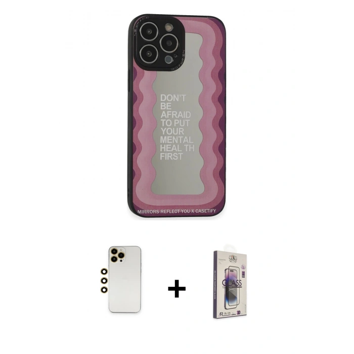 MARSİLYAN™- iPhone 13 Pro Max Kılıf Odak Klasik Serisi - Siyah Bilvis 3D Cam Ekran Koruyucu + Shine Kamera Lens - GD