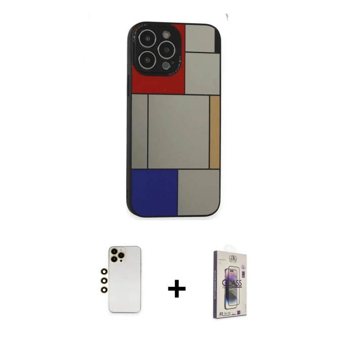 MARSİLYAN™- iPhone 13 Pro Max Kılıf Odak Klasik Serisi - Siyah Bilvis 3D Cam Ekran Koruyucu + Shine Kamera Lens - GD