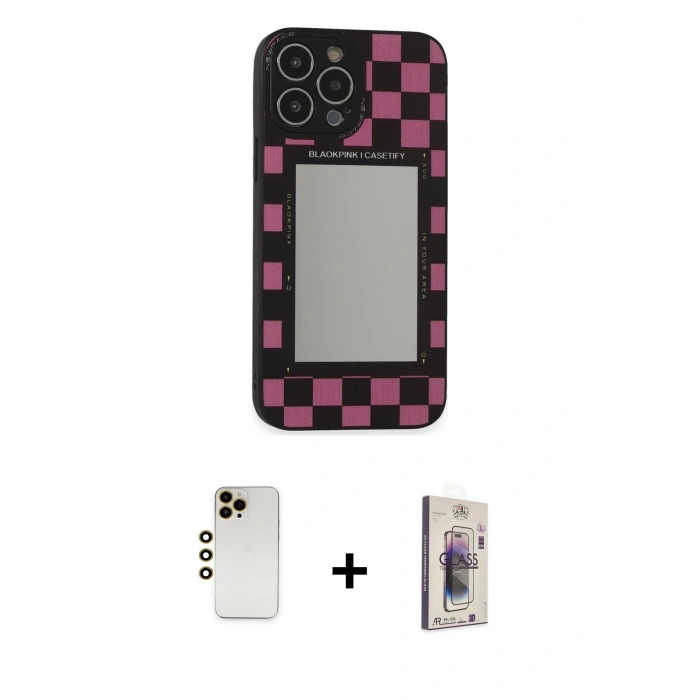 MARSİLYAN™- iPhone 13 Pro Max Kılıf Odak Klasik Serisi - Siyah Bilvis 3D Cam Ekran Koruyucu + Shine Kamera Lens - GD