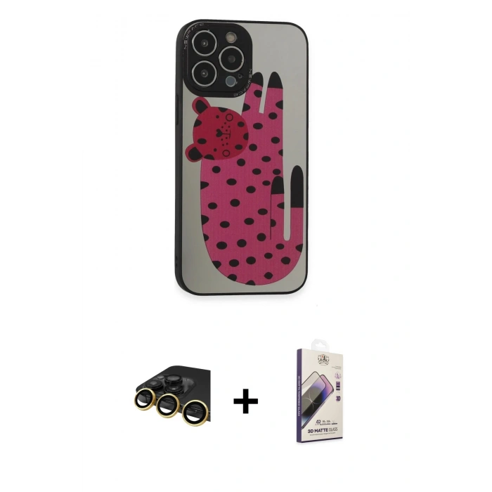 MARSİLYAN™- iPhone 13 Pro Max Kılıf Odak Klasik Serisi - Siyah Bilvis 3D Mat Cam Ekran Koruyucu + Raze Metal Kamera Lens - GD