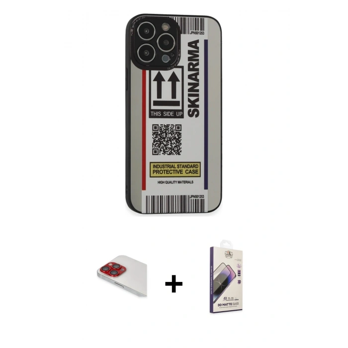 MARSİLYAN™- iPhone 13 Pro Max Kılıf Odak Klasik Serisi - Siyah Bilvis 3D Mat Cam Ekran Koruyucu + Pers Alüminyum Kamera Lens - KI