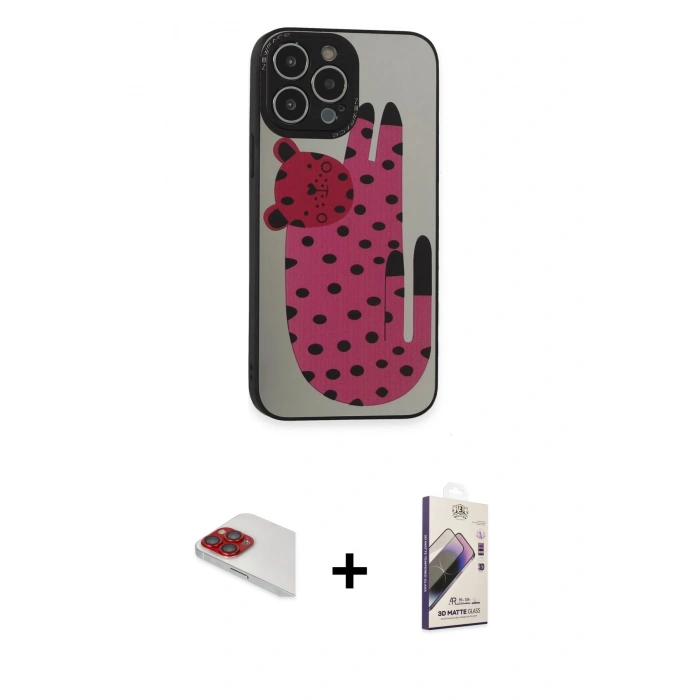 MARSİLYAN™- iPhone 13 Pro Max Kılıf Odak Klasik Serisi - Siyah Bilvis 3D Mat Cam Ekran Koruyucu + Pers Alüminyum Kamera Lens - KI