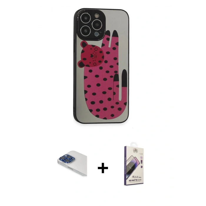 MARSİLYAN™- iPhone 13 Pro Max Kılıf Odak Klasik Serisi - Siyah Bilvis 3D Mat Cam Ekran Koruyucu + Pers Alüminyum Kamera Lens - LT