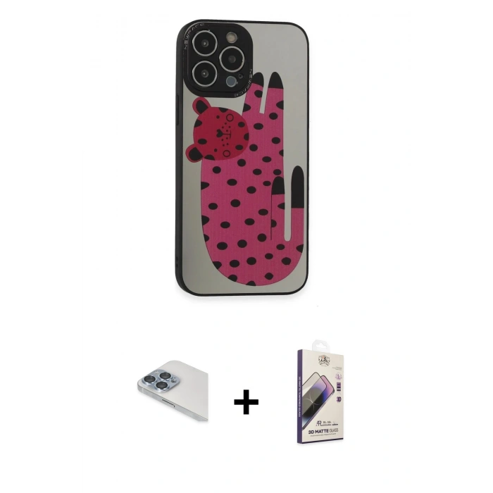 MARSİLYAN™- iPhone 13 Pro Max Kılıf Odak Klasik Serisi - Siyah Bilvis 3D Mat Cam Ekran Koruyucu + Pers Alüminyum Kamera Lens - SABE