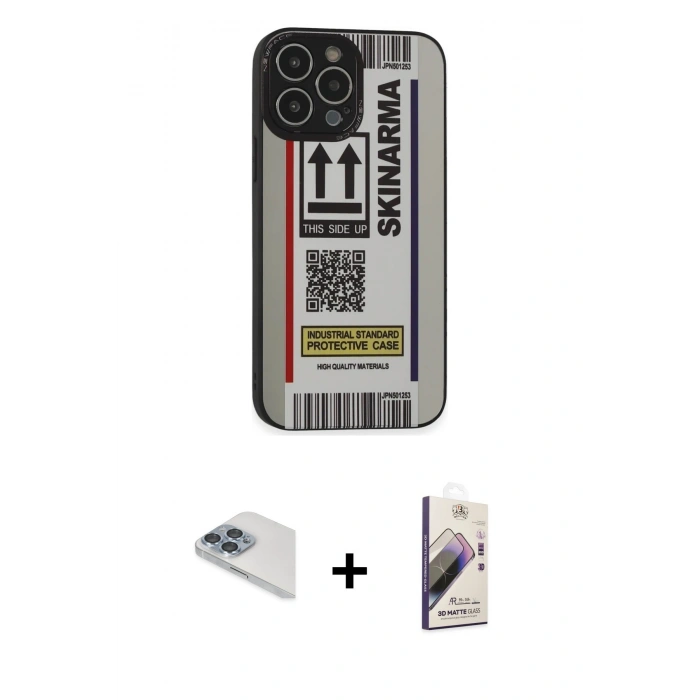 MARSİLYAN™- iPhone 13 Pro Max Kılıf Odak Klasik Serisi - Siyah Bilvis 3D Mat Cam Ekran Koruyucu + Pers Alüminyum Kamera Lens - SABE