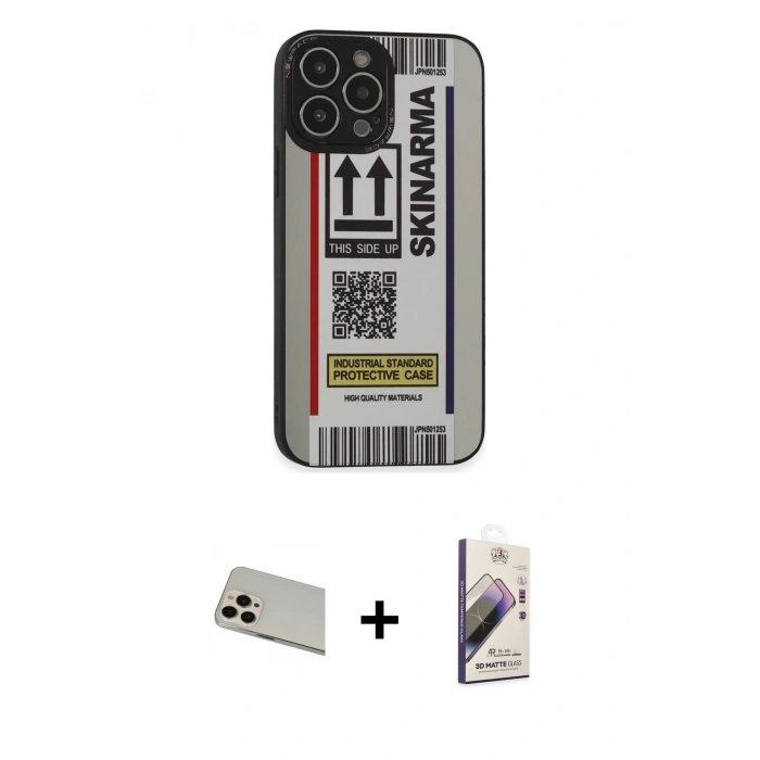 MARSİLYAN™- iPhone 13 Pro Max Kılıf Odak Klasik Serisi - Siyah Bilvis 3D Mat Cam Ekran Koruyucu + Rainbow Kamera Lens Koruma Cam - REGD