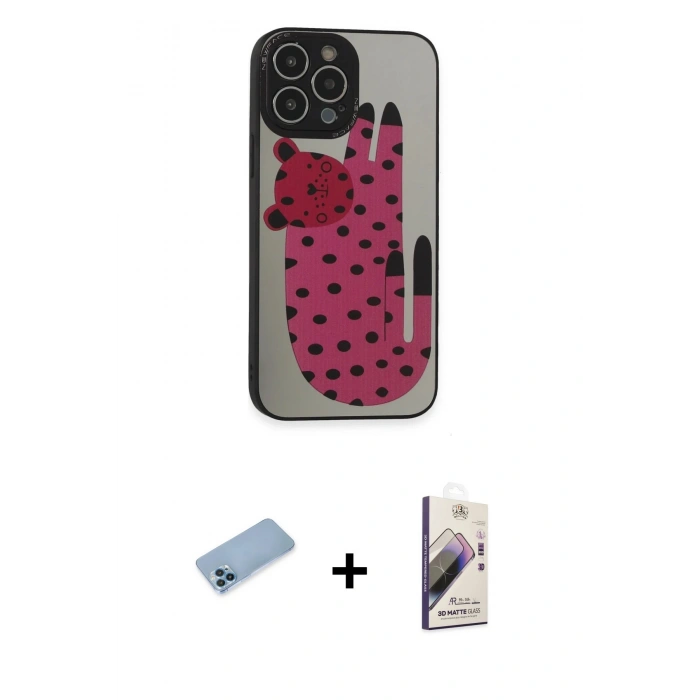 MARSİLYAN™- iPhone 13 Pro Max Kılıf Odak Klasik Serisi - Siyah Bilvis 3D Mat Cam Ekran Koruyucu + Shine Kamera Lens Koruma Cam - MI