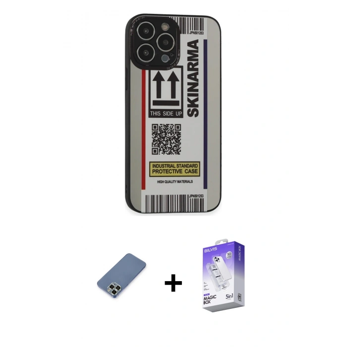 MARSİLYAN™- iPhone 13 Pro Max Kılıf Odak Klasik Serisi - Siyah Bilvis 5in1 3D Magic Cam Ekran Koruyucu + Açık Yeşil Metal Kamera Lens Koruma Cam
