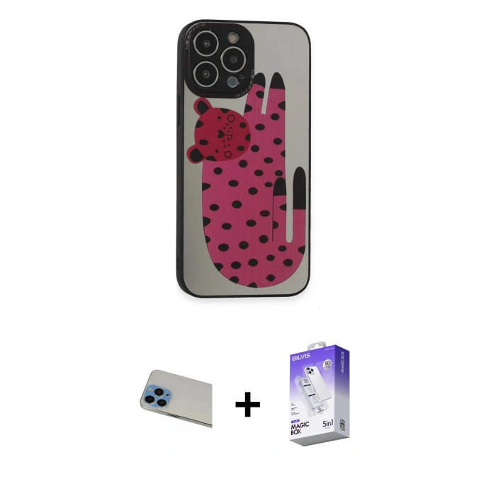 MARSİLYAN™- iPhone 13 Pro Max Kılıf Odak Klasik Serisi - Siyah Bilvis 5in1 3D Magic Cam Ekran Koruyucu + Rainbow Kamera Lens Koruma Cam - MI