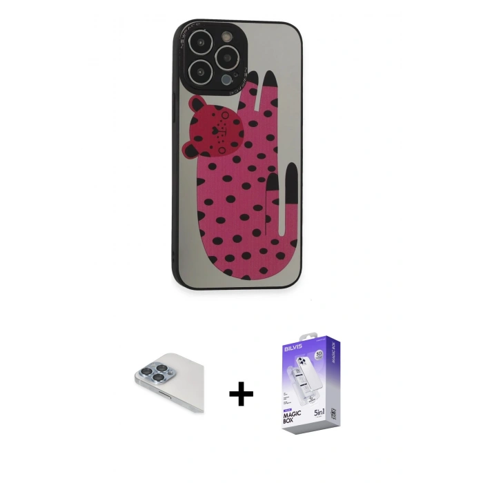 MARSİLYAN™- iPhone 13 Pro Max Kılıf Odak Klasik Serisi - Siyah Bilvis 5in1 3D Magic Cam Ekran Koruyucu + Pers Alüminyum Kamera Lens - SABE