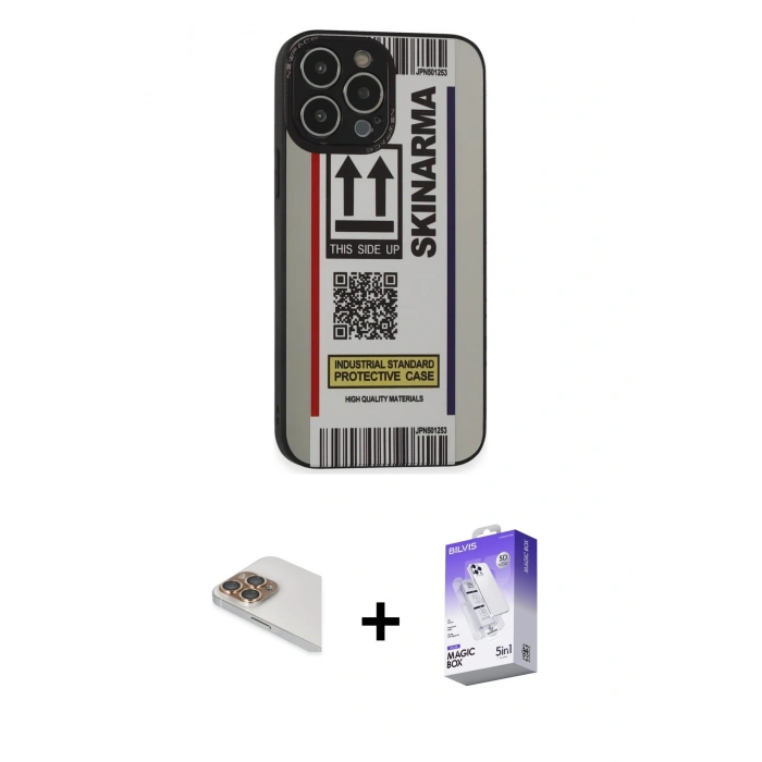 MARSİLYAN™- iPhone 13 Pro Max Kılıf Odak Klasik Serisi - Siyah Bilvis 5in1 3D Magic Cam Ekran Koruyucu + Pers Alüminyum Kamera Lens - GD