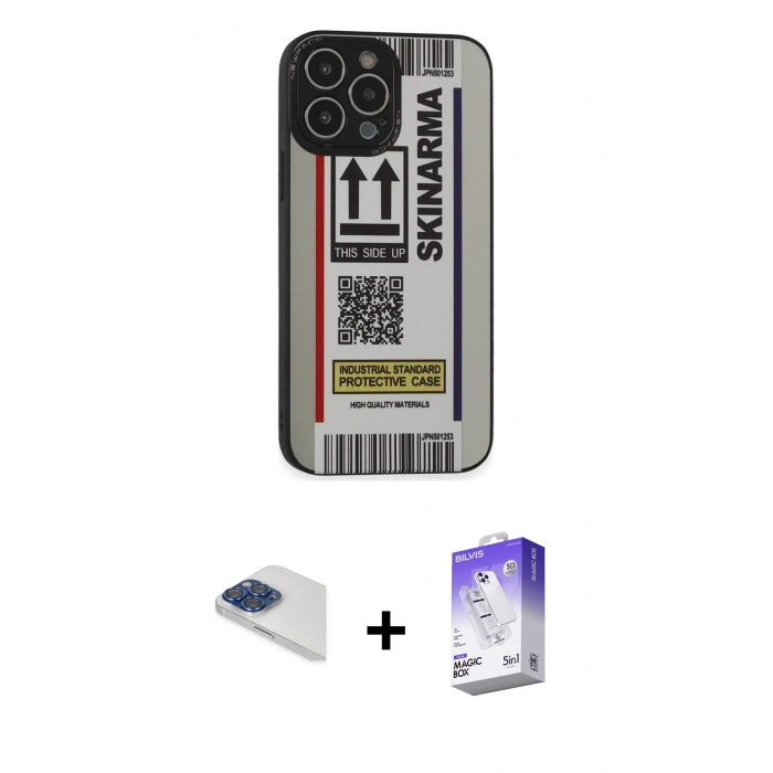 MARSİLYAN™- iPhone 13 Pro Max Kılıf Odak Klasik Serisi - Siyah Bilvis 5in1 3D Magic Cam Ekran Koruyucu + Pers Alüminyum Kamera Lens - LT