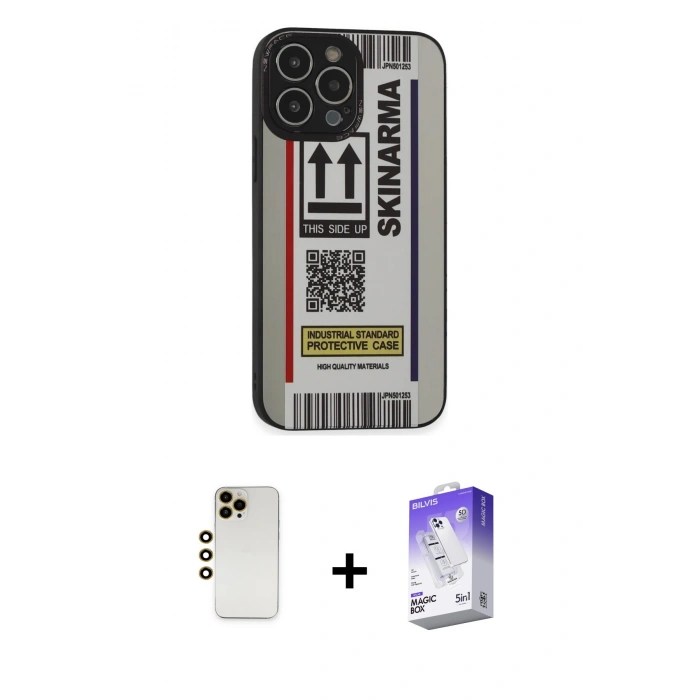 MARSİLYAN™- iPhone 13 Pro Max Kılıf Odak Klasik Serisi - Siyah Bilvis 5in1 3D Magic Cam Ekran Koruyucu + Shine Kamera Lens - GD