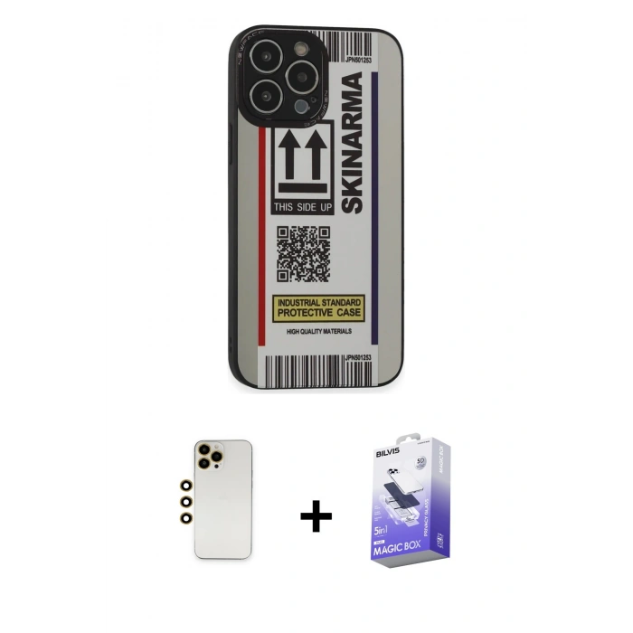 MARSİLYAN™- iPhone 13 Pro Max Kılıf Odak Klasik Serisi - Siyah Bilvis 5in1 5D Magic Hayalet Cam Ekran Koruyucu + Shine Kamera Lens - GD