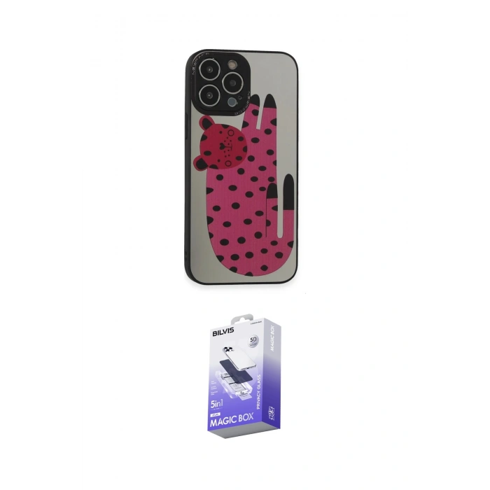 MARSİLYAN™- iPhone 13 Pro Max Kılıf Odak Klasik Serisi - Siyah Bilvis 5in1 5D Magic Hayalet Cam Ekran Koruyucu
