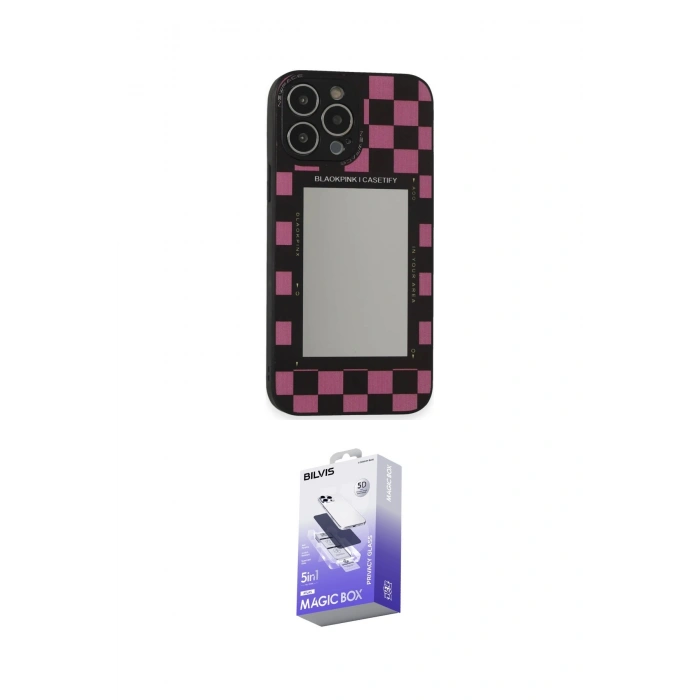 MARSİLYAN™- iPhone 13 Pro Max Kılıf Odak Klasik Serisi - Siyah Bilvis 5in1 5D Magic Hayalet Cam Ekran Koruyucu